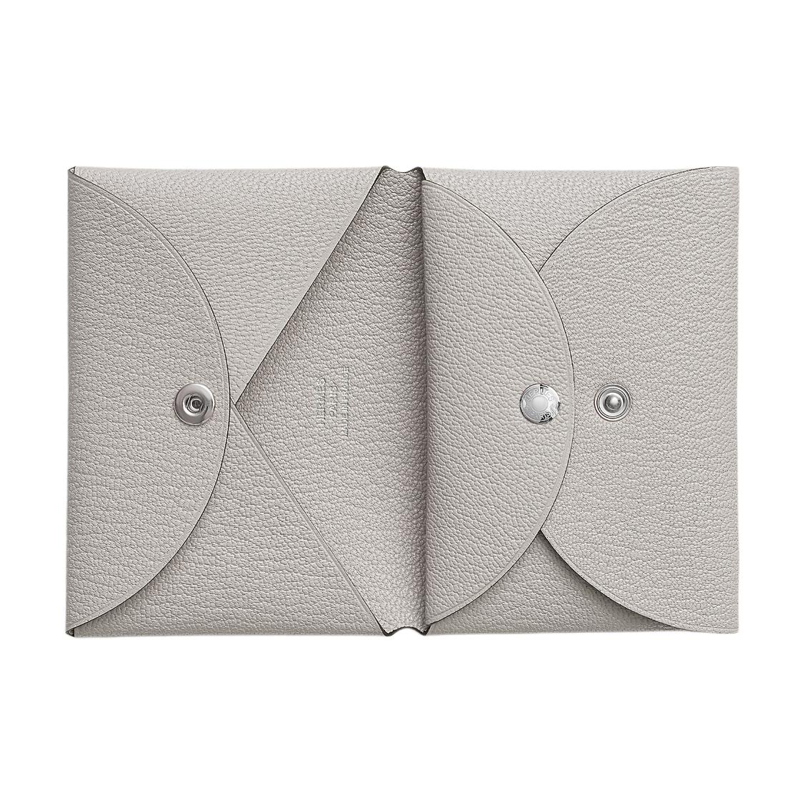 Владелица карт Calvi Duo Mysore Goat Skin 80 Gris Perle Pearl Gray HERMES — фото 2