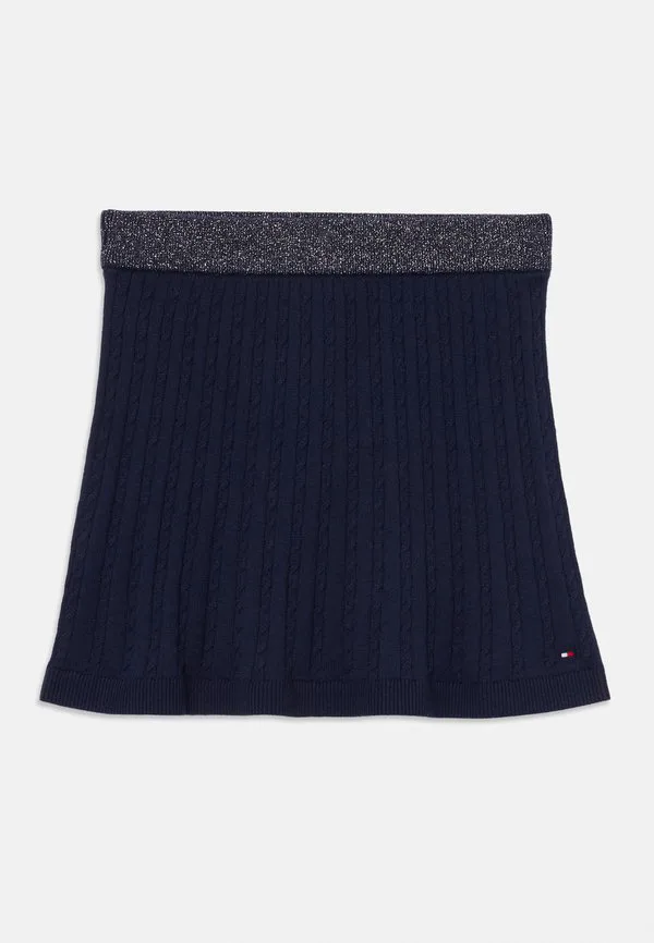 Мини-Юбка с блестящим поясом и косами. Tommy Hilfiger, Dark Night Navy