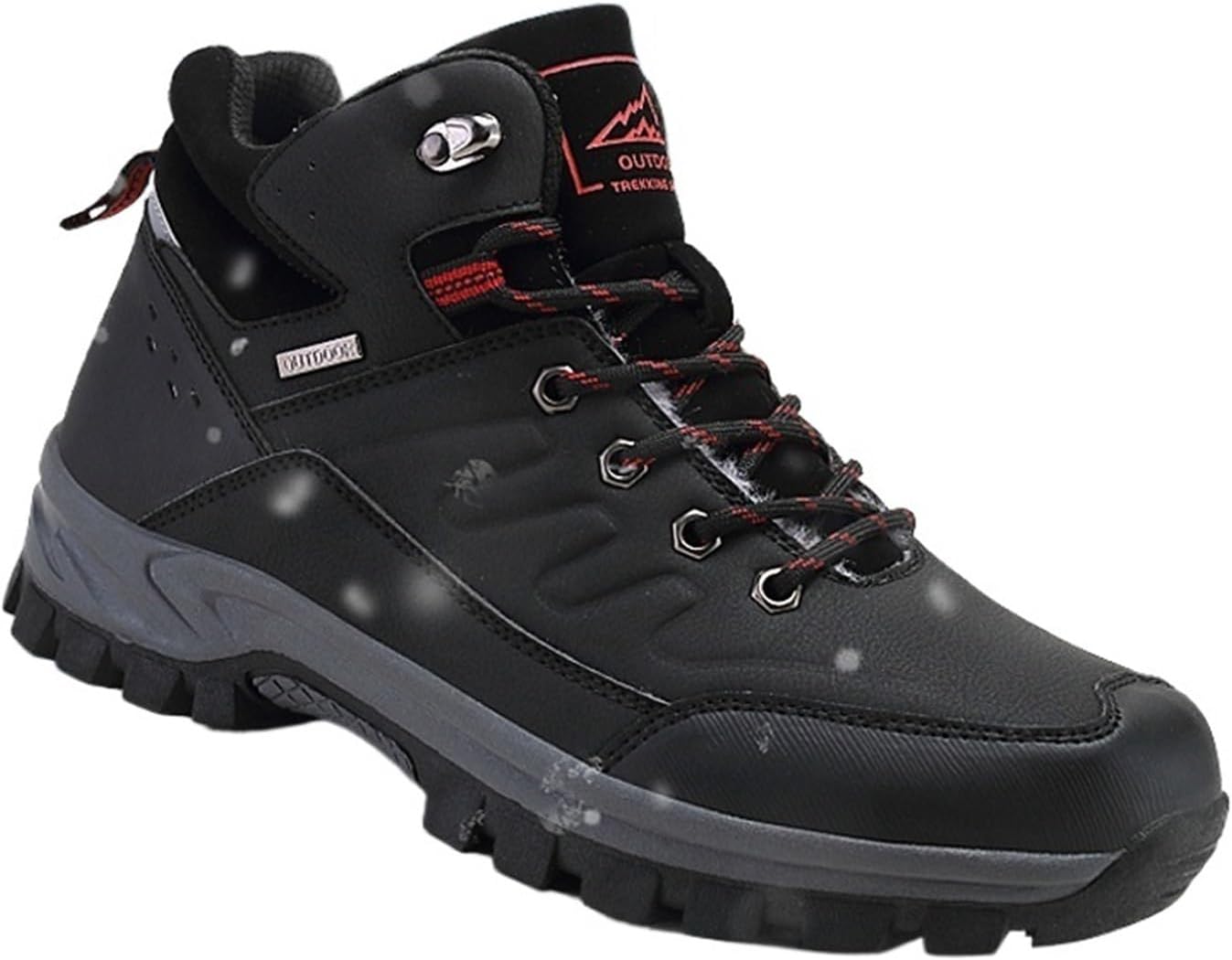 

Мужские зимние ботинки для снега Легкие водонепроницаемые зимние сапоги с меховой подкладкой Противоскользящие ботинки для холодной погоды Модные снегоступы Generic, черный