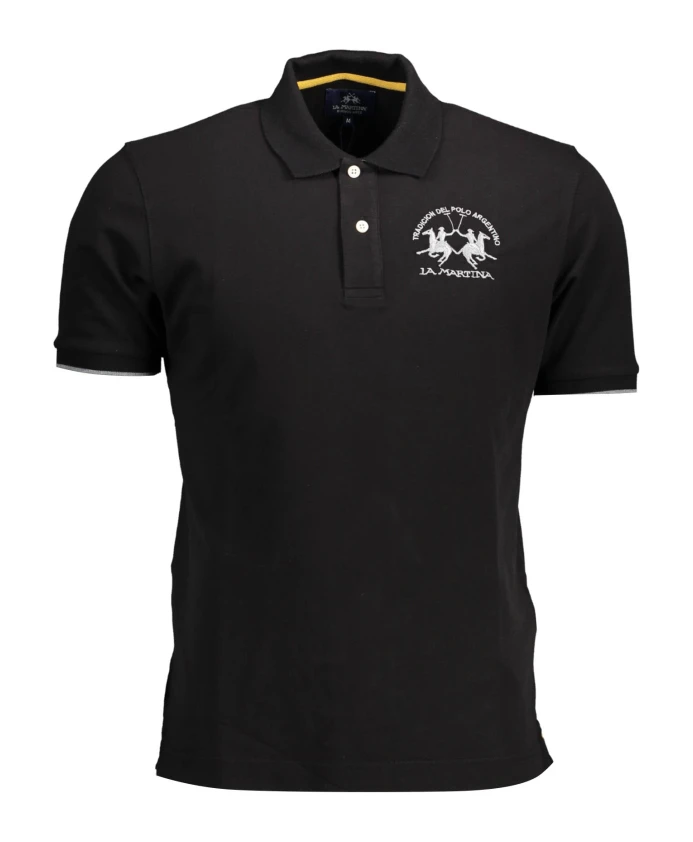 

Черная рубашка-поло с короткими рукавами La Martina, черный