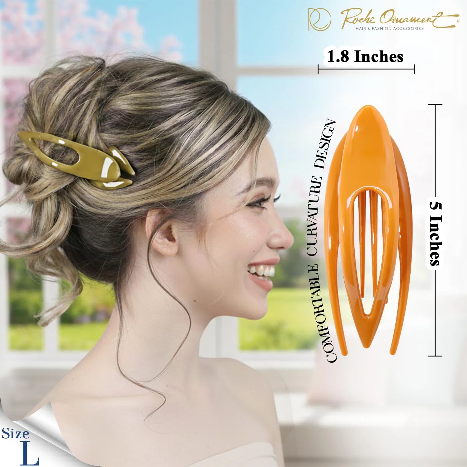 Французская изогнутая заколка для волос RC ROCHE Rc Roche Ornament, (Large) Classic Multi-Colours — фото 3