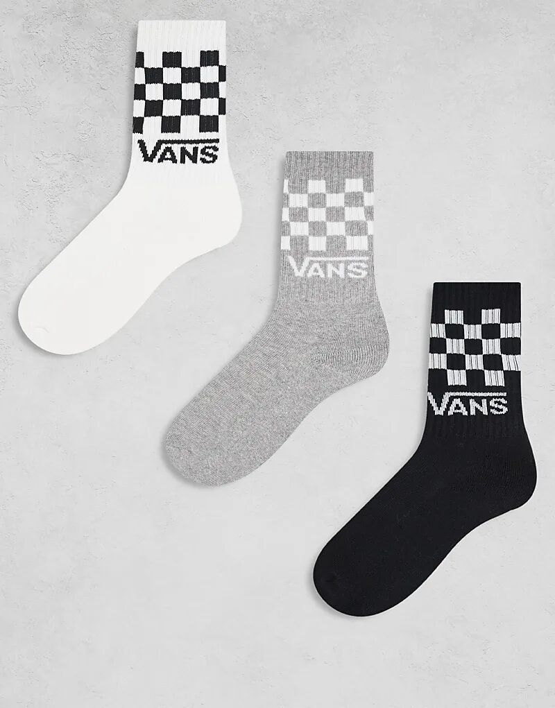 

3 пары классических клетчатых носков Vans в черно-белой мульти-цвете