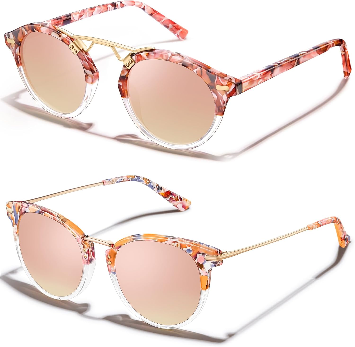 

Солнцезащитные очки CARFIA розового цвета из ацетата с зеркальными линзами в форме «кошачий глаз», поляризованные, с защитой от УФ-излучения, с металлической перемычкой, pink