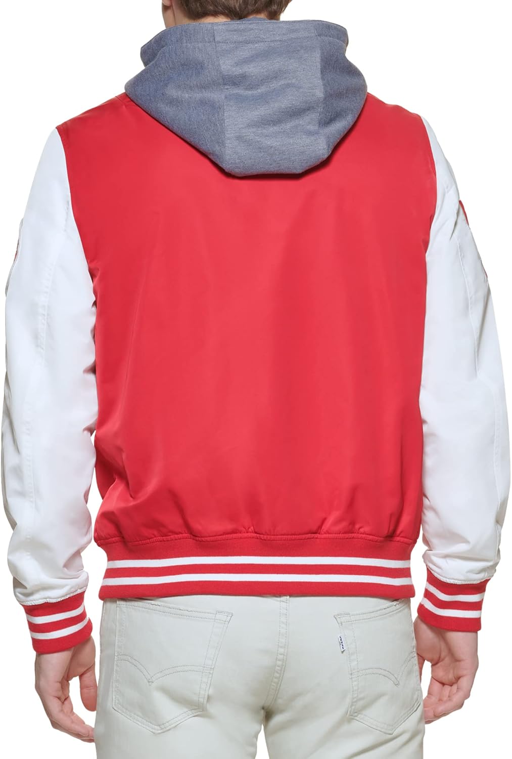 Мужская университетская куртка-бомбер Levi's Colorblock, Red/Fleece Hood — фото 4