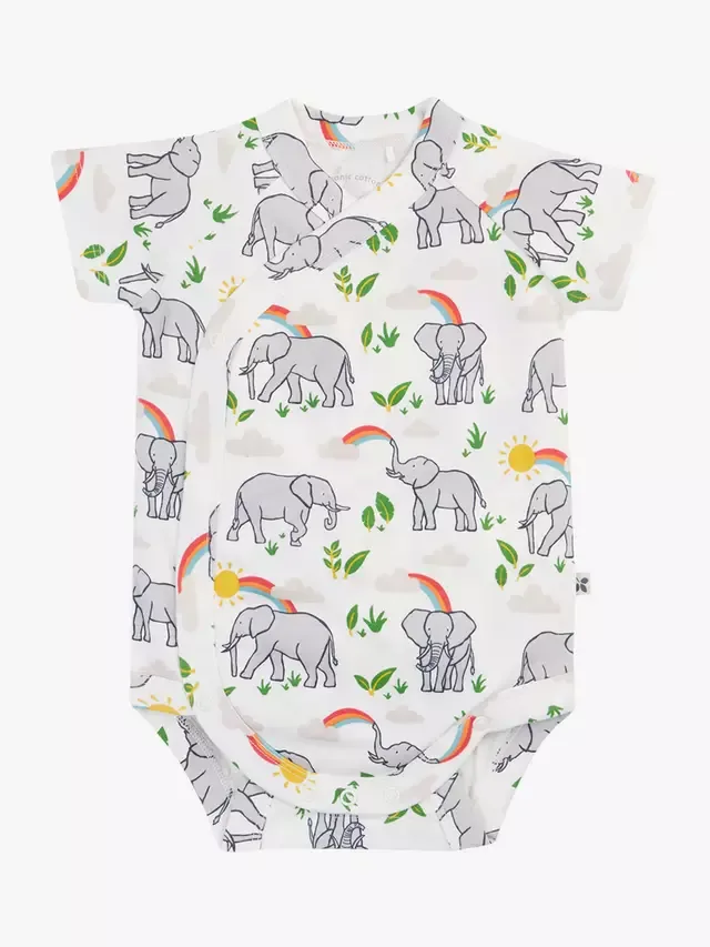 Детский летний боди Shay с коротким рукавом, комплект из 2 штук, цвет Elephantplains/белый Frugi — фото 2