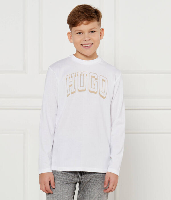 

Лонгслив детский Hugo Kids хлопковый с логотипом, белый