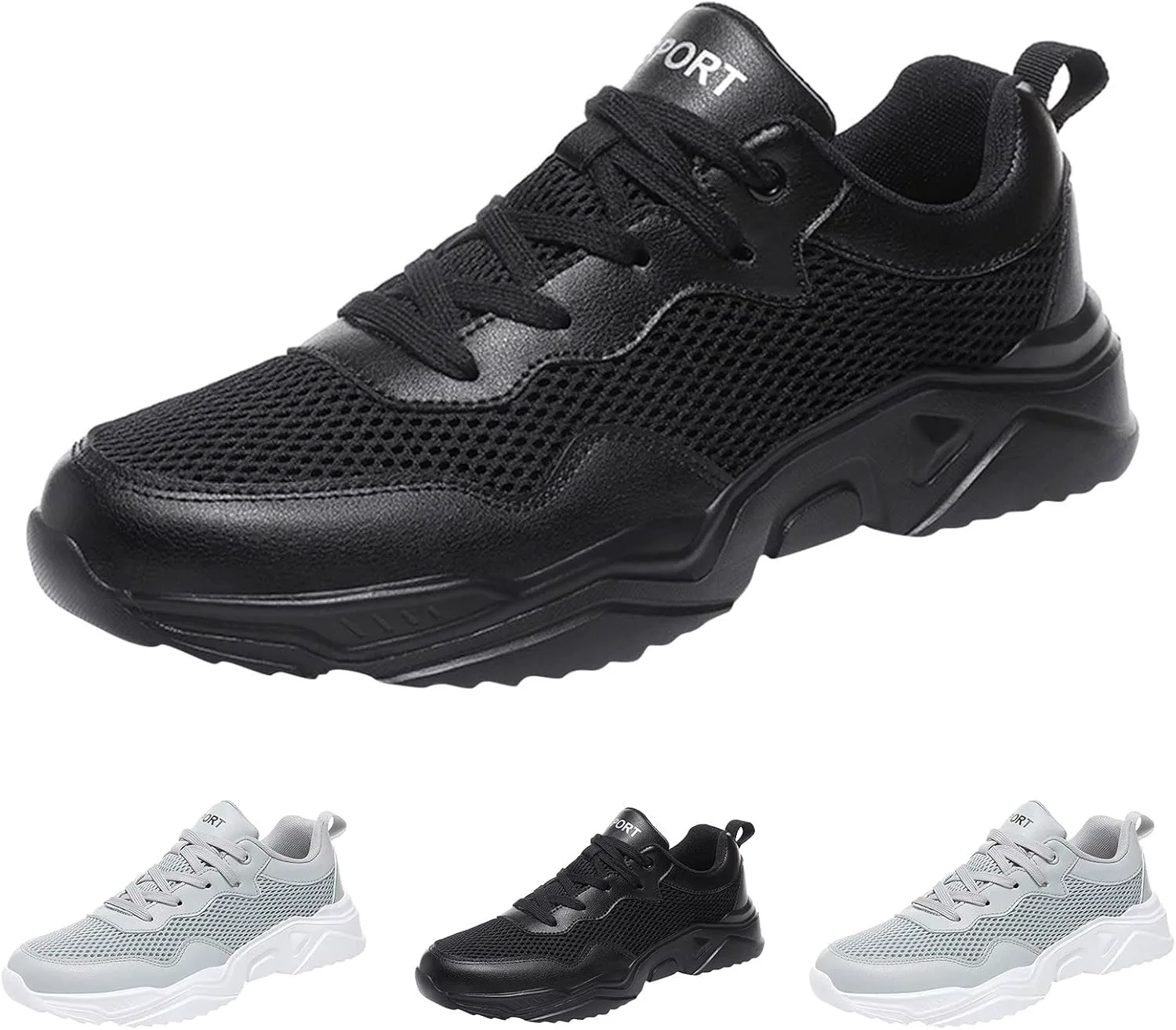 

Мужские спортивные туфли, новая модель, летние, сетчатые, дышащие, удобные, на шнуровке, для активного отдыха, кроссовки Generic, серый