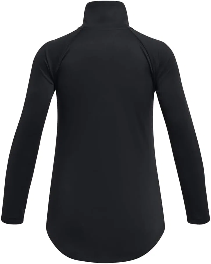 Худи поло-застежка для девочек Under Armour Tech Graphic, черный/металлик серебро — фото 2