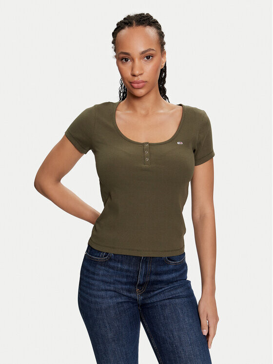 

Футболка узкого кроя Tommy Jeans, хаки