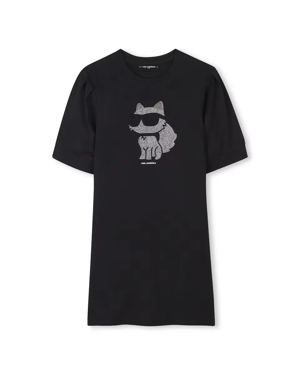 

Детское платье с короткими рукавами и обложкой спереди Karl Lagerfeld Kids, чёрный