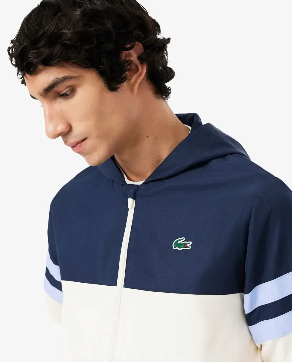 Мужская теннисная куртка с водоотталкивающим капюшоном Lacoste, белый — фото 3