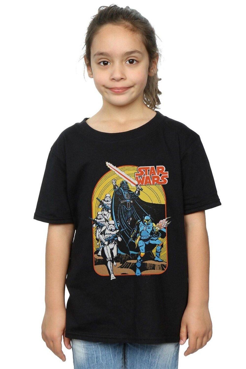

Винтажная хлопковая футболка с изображением комиксов Star Wars, черный