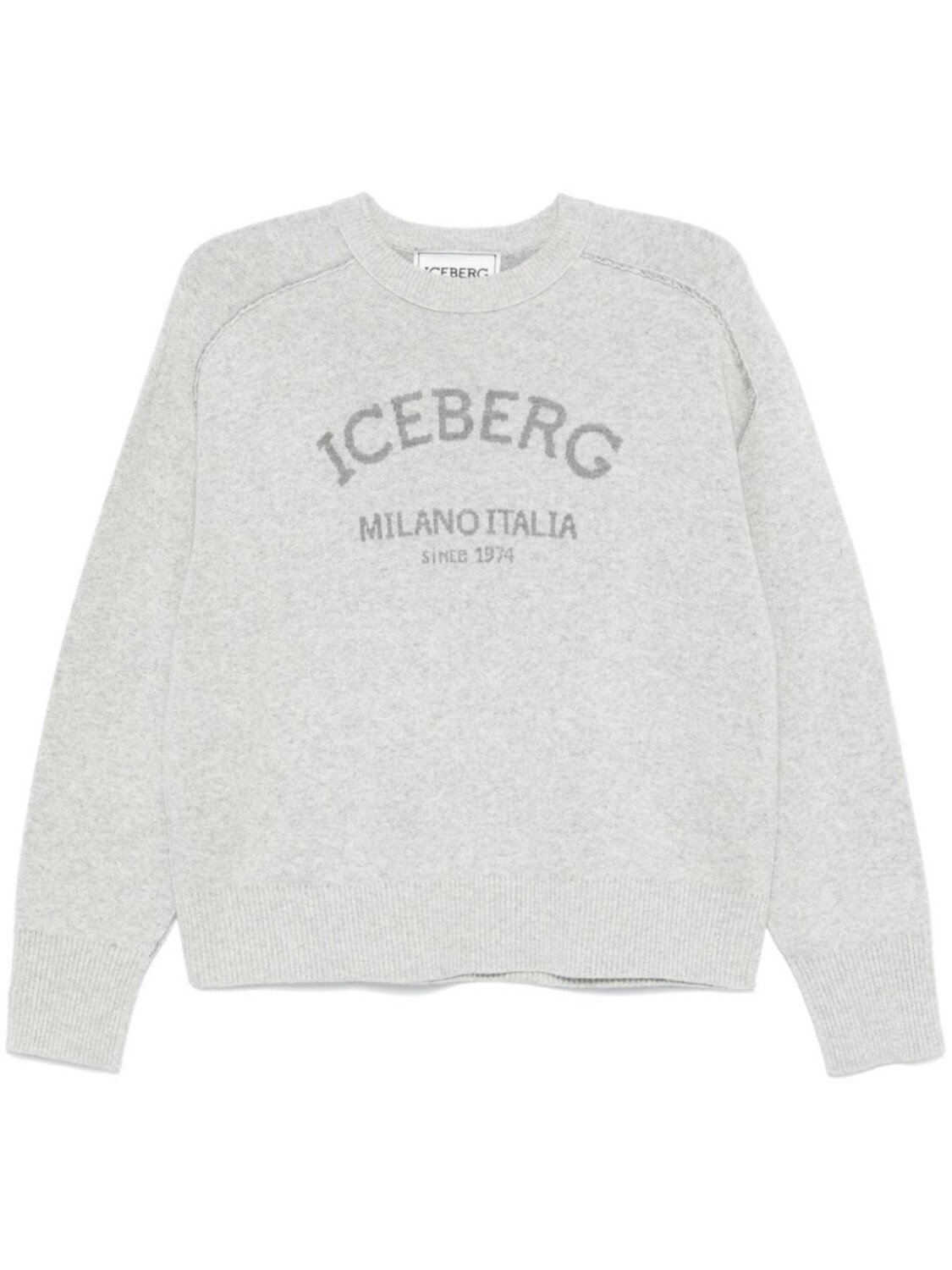 

Жаккардовый свитер с круглым вырезом и логотипом Iceberg, серый