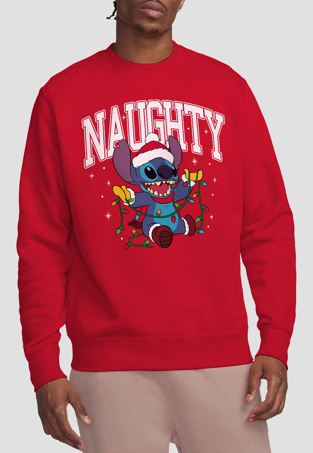 

Толстовка LILO STITCH NAUGHTY STITCH CHRISTMAS LIGHTS PRINT Disney, красный