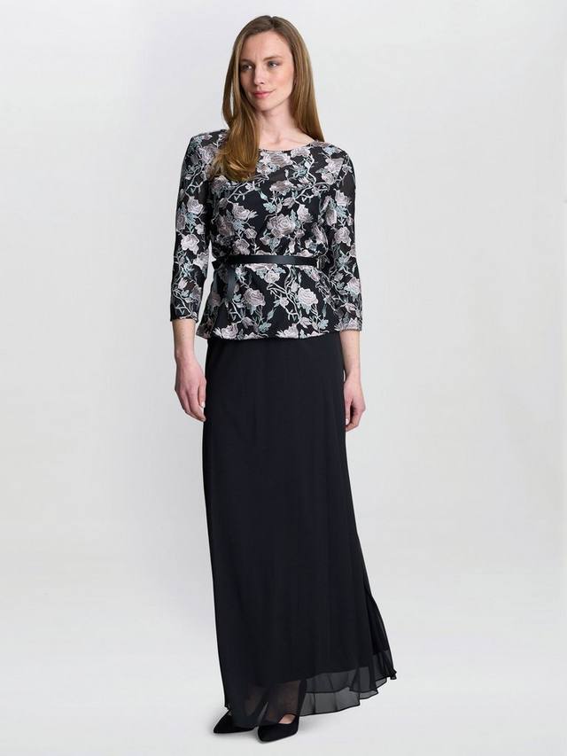 

Блузка с цветочной вышивкой Gina Bacconi, Black/Pink