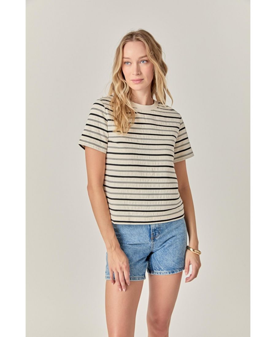 

Женская футболка в полоску English Factory, White/black, Белый, Женская футболка в полоску English Factory, White/black