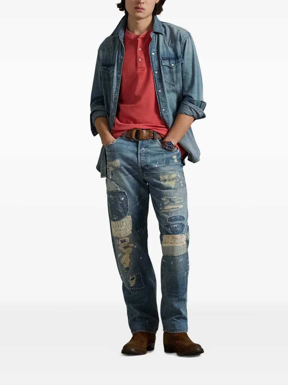 

Футболка Henley Polo Ralph Lauren, красный