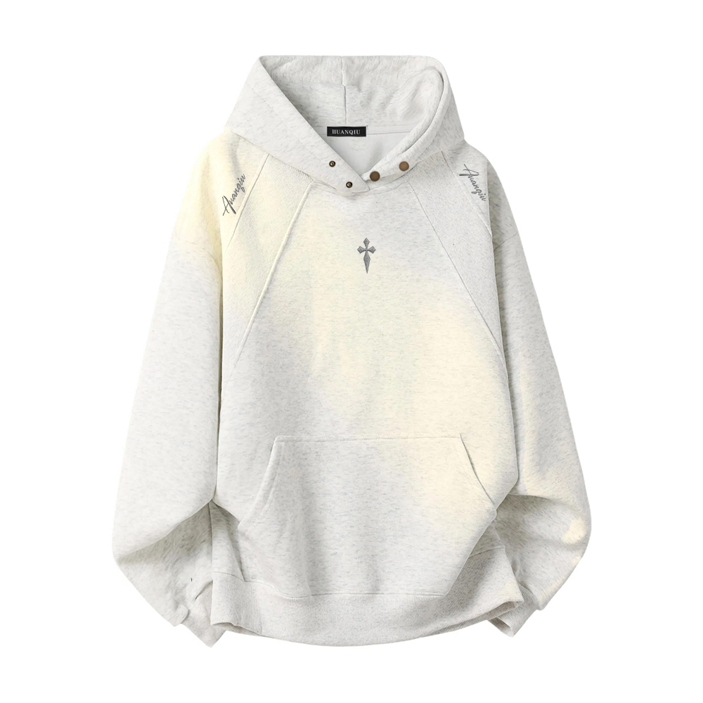 

Толстовка Unisex Hooded Thickened Heavyweight HUANQIU, белый heather серый/серый label[thickened and fleece-lined]