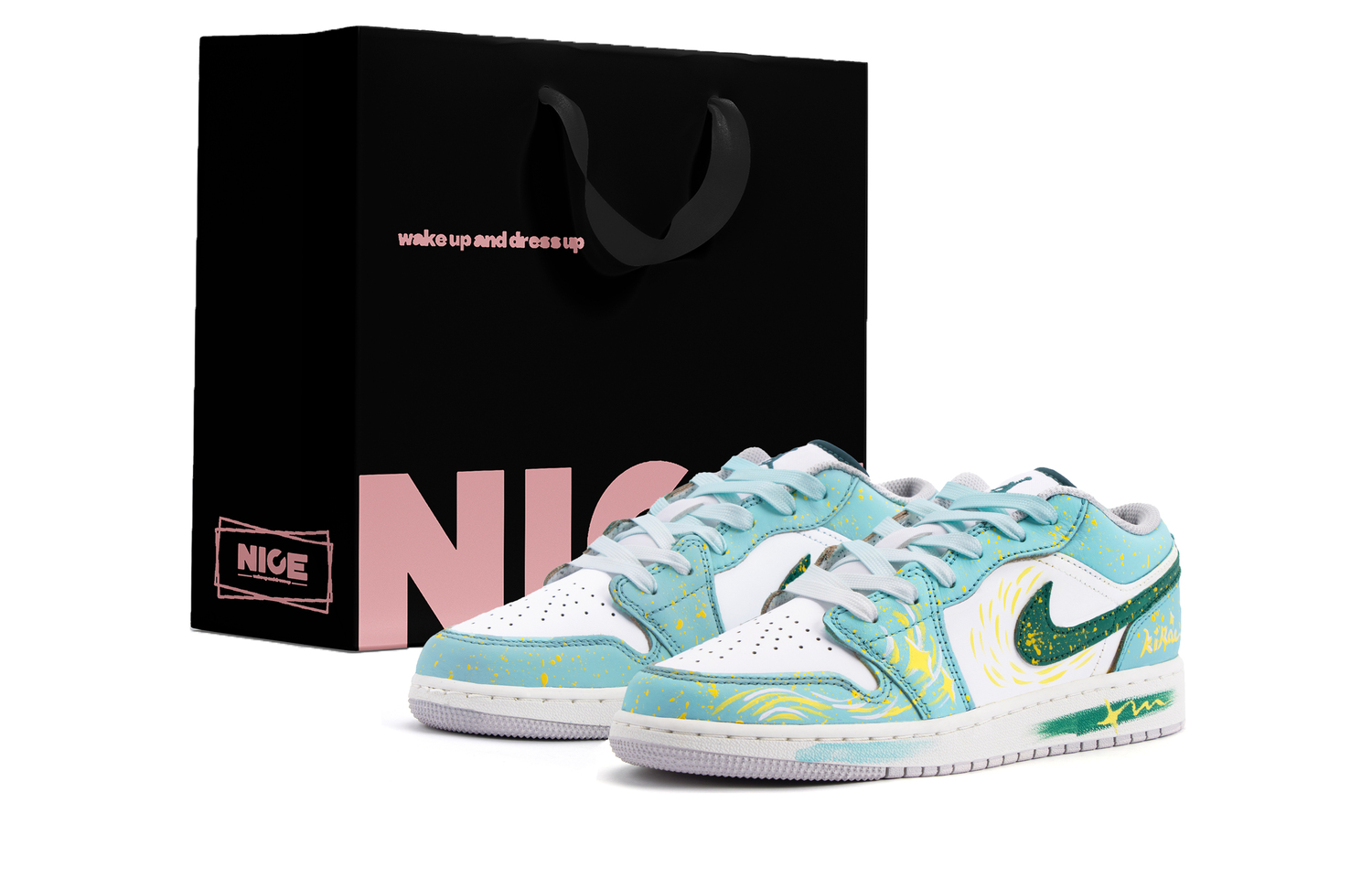 

Air 1 Spring Mist Forest Leather Нескользящая амортизация Износостойкие Низкие Jordan, cyan