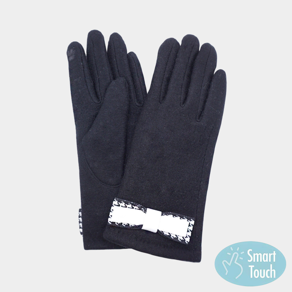 

Элегантные перчатки Smart Touch с декоративным бантом Fashnzfab, черный