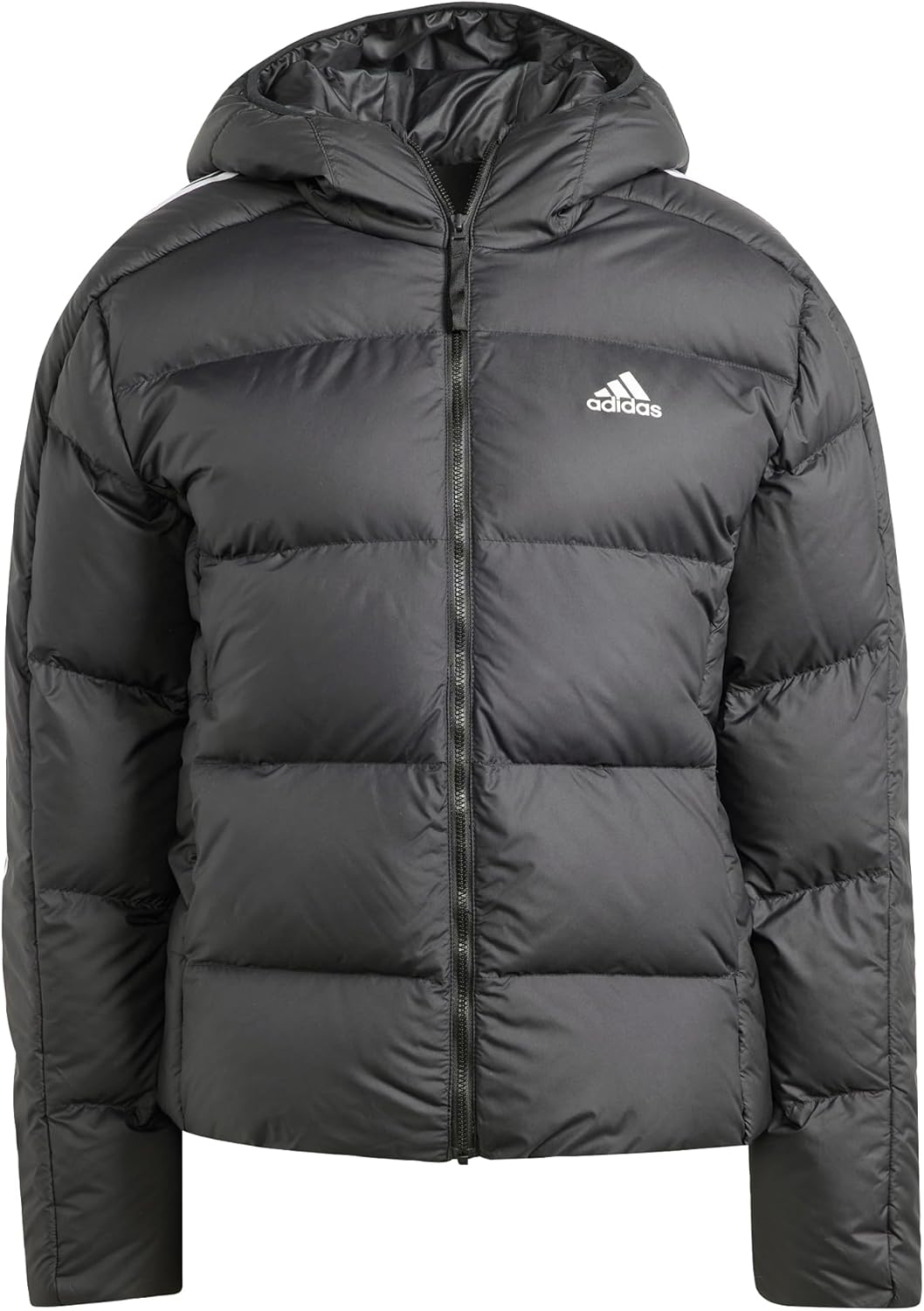 

adidas Женская пуховая куртка Essentials 3-Stripes Mid с капюшоном, Black