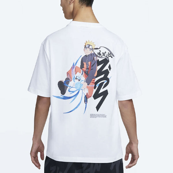Футболка Air Jordan Zion 1 x Naruto Crossover Naruto Uzumaki Printing Round Neck Short Sleeve Unisex White, белый — фото 4