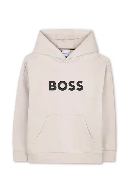 Детская толстовка с капюшоном принты BOSS, бежевый — фото 2