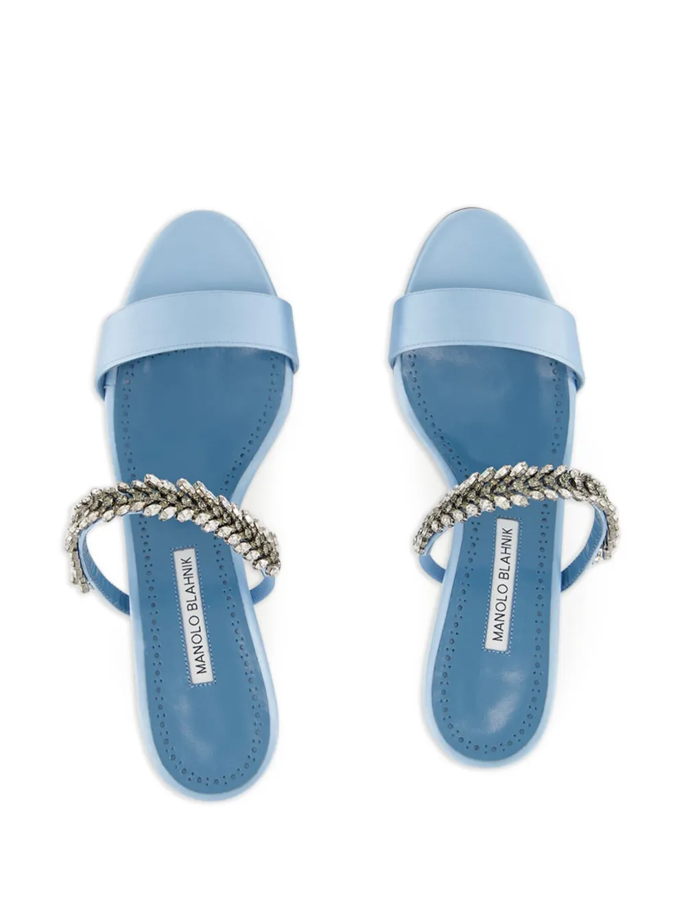 Атласные босоножки Kifasan 50 с кристаллами Manolo Blahnik, синий — фото 4
