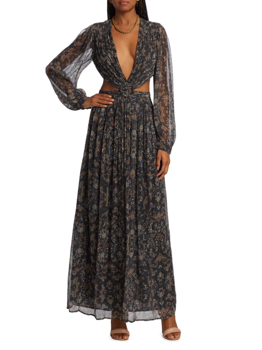 

Платье макси из шифона с вырезом Rio Hannah Artwear, цвет Dark Blue