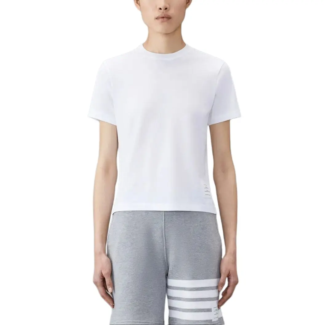 

Футболка из хлопка, украшенная пайетками THOM BROWNE, белый