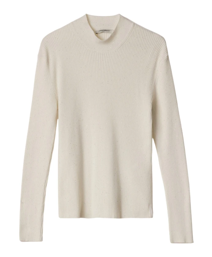 

Ребристый свитер с высоким воротником и пайетками Hinnominate, белый