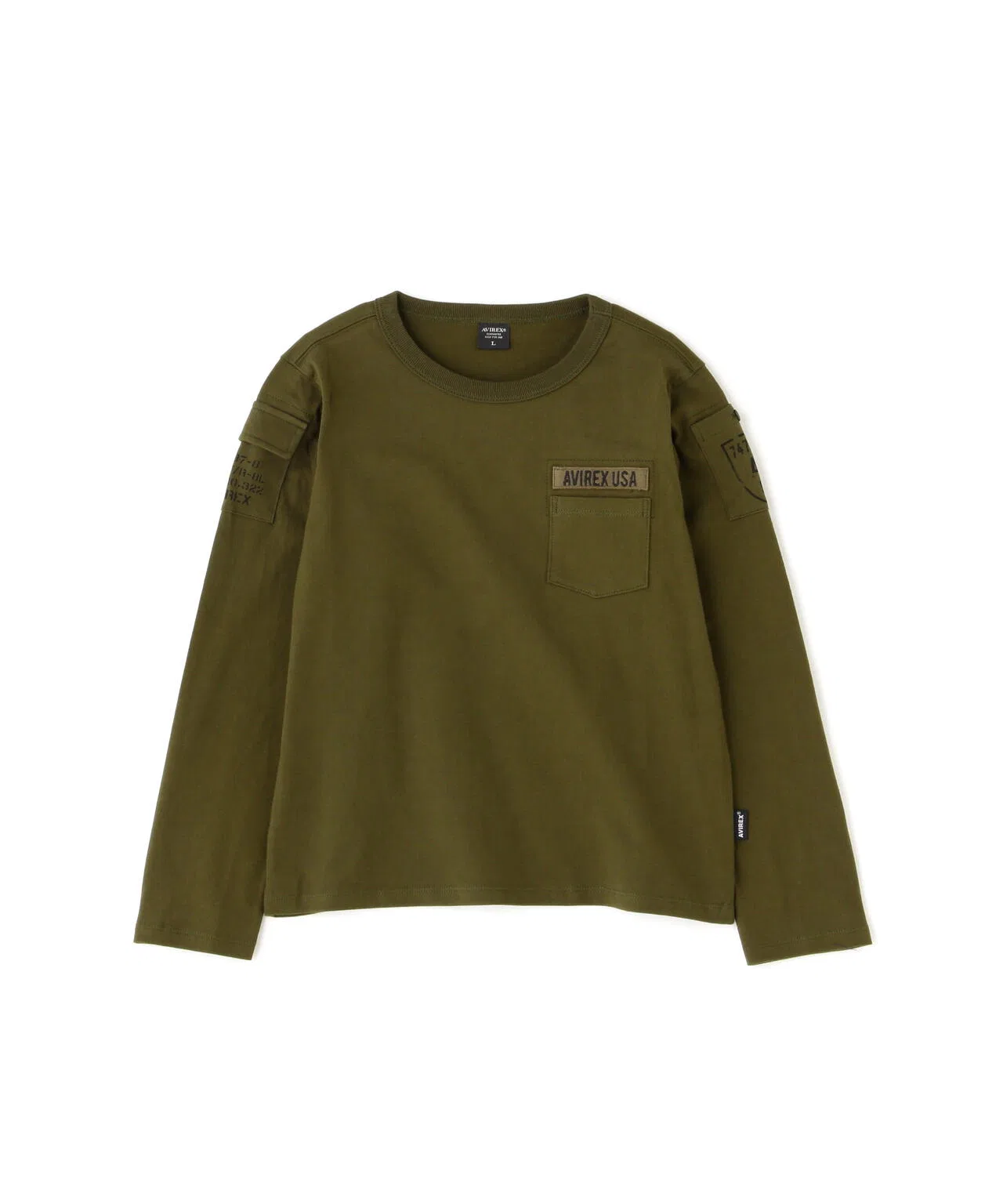 Детская футболка с длинным рукавом AVIREX FATIGUE Crew Neck чёрная — фото 4