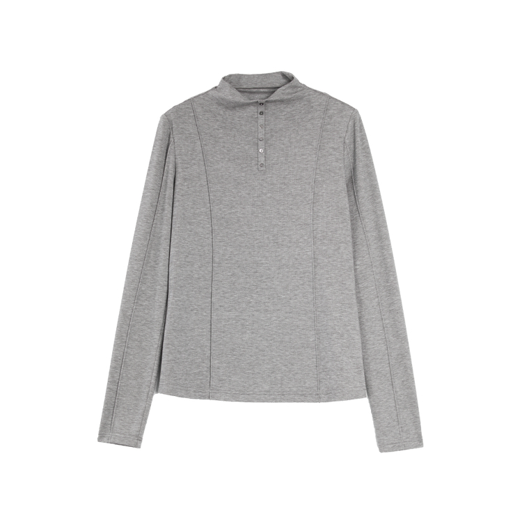 

ELLE Футболка женская светло-серая полуводолазка тонкая прямая посадка