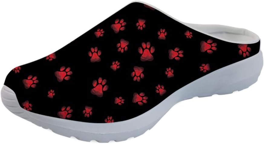 

Садовые сабо Forchrinse с милым принтом лапок собак, нескользящие обувь для шеф-поваров, медсестер и врачей, сандалии для мужчин и женщин, красный