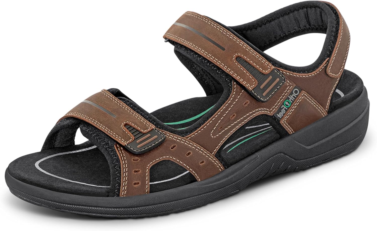 

Мужские ортопедические кожаные сандалии Orthofeet Gemini с регулируемой посадкой, коричневый