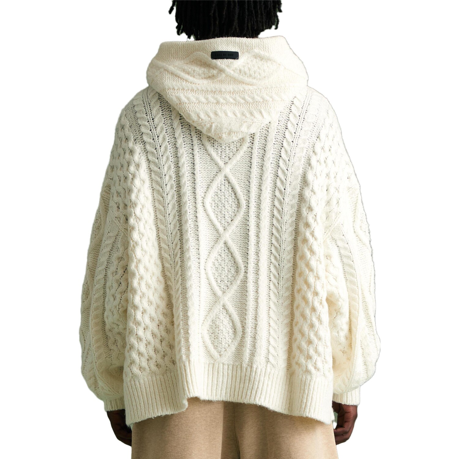 Толстовка с капюшоном с косичным узором Fear Of God Essentials, цвет Cloud Dancer — фото 4