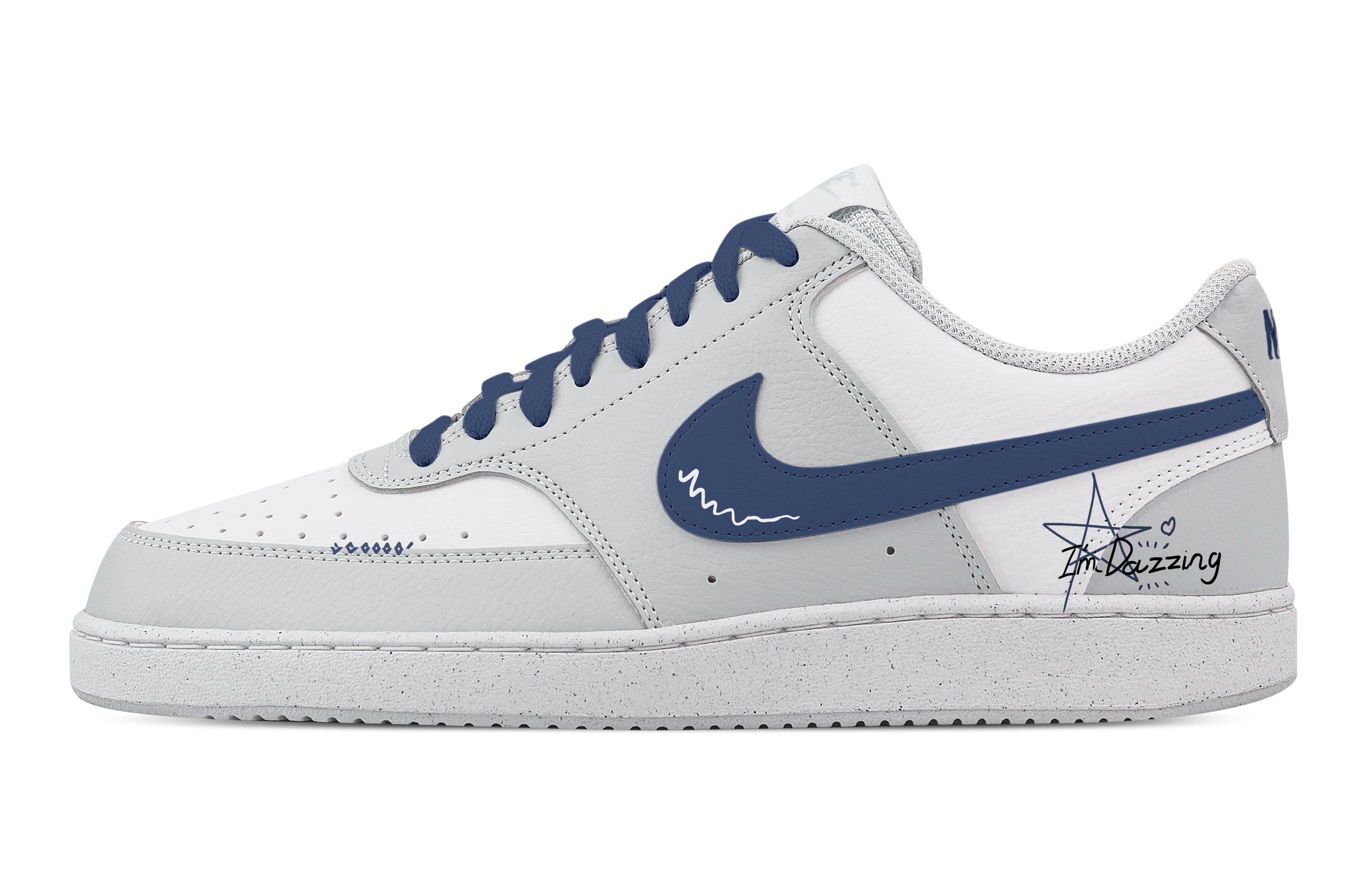 

Nike Кроссовки для скейтбординга Court Vision Starry Sea, износостойкие, низкие, мужские, белые, синие