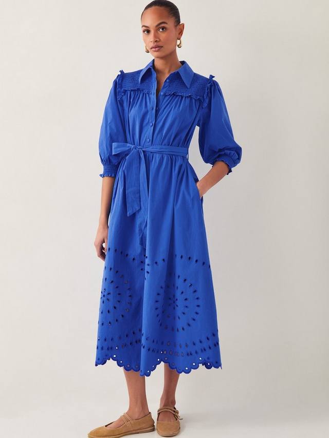 

Платье миди-рубашка jules broderie anglaise в английском стиле Monsoon, синий