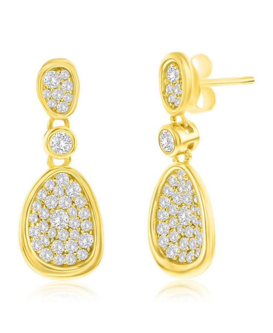 

Серьги из стерлингового серебра с фианитами неправильной формы, инкрустированные кристаллами Simona, Gold