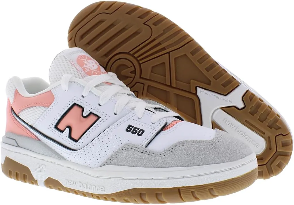 Кроссовки New Balance 550 для мальчиков, серебристый/розовый/белый — фото 4