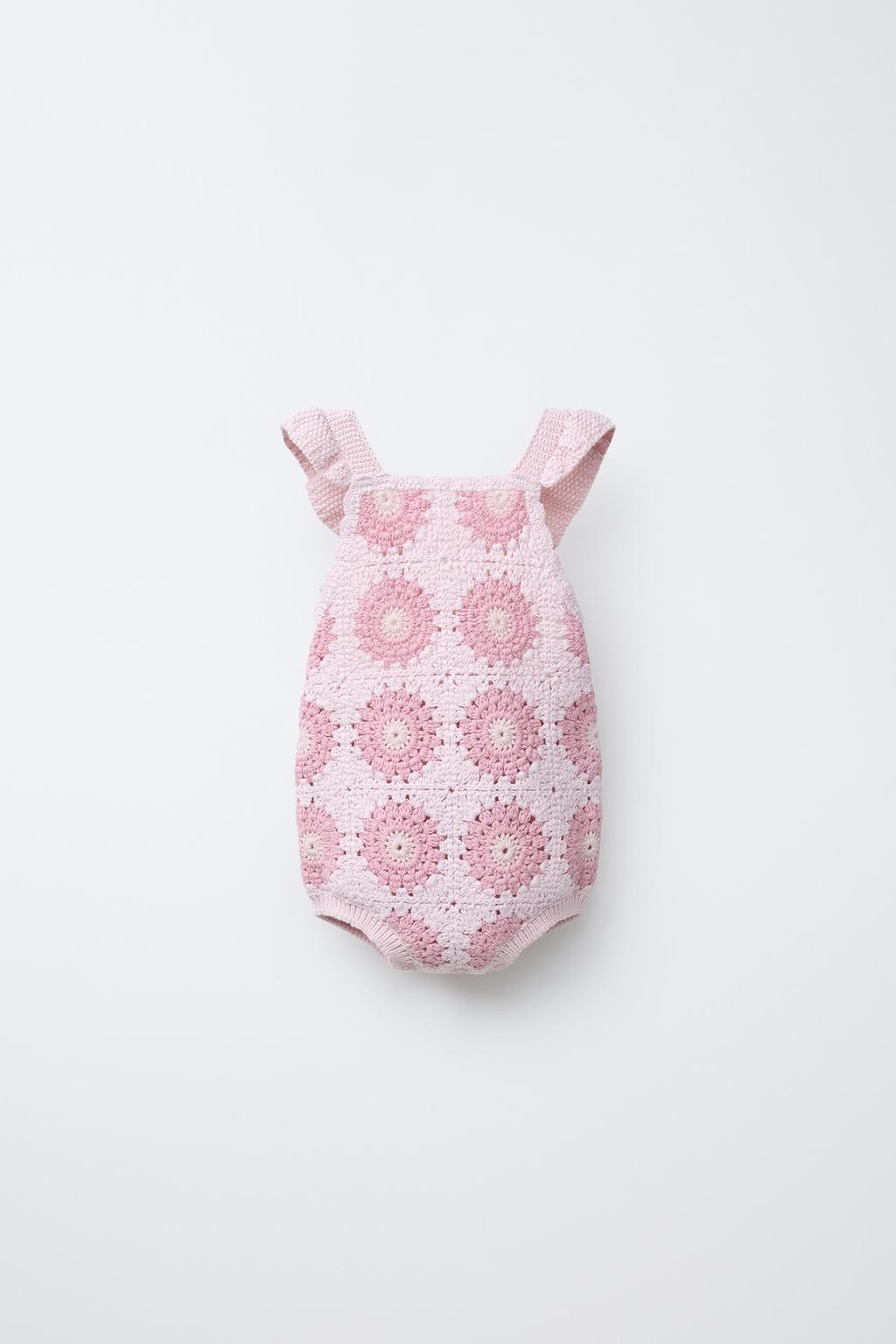 

Цветочный вязаный крючком комбинезон ZARA, цвет Light pink