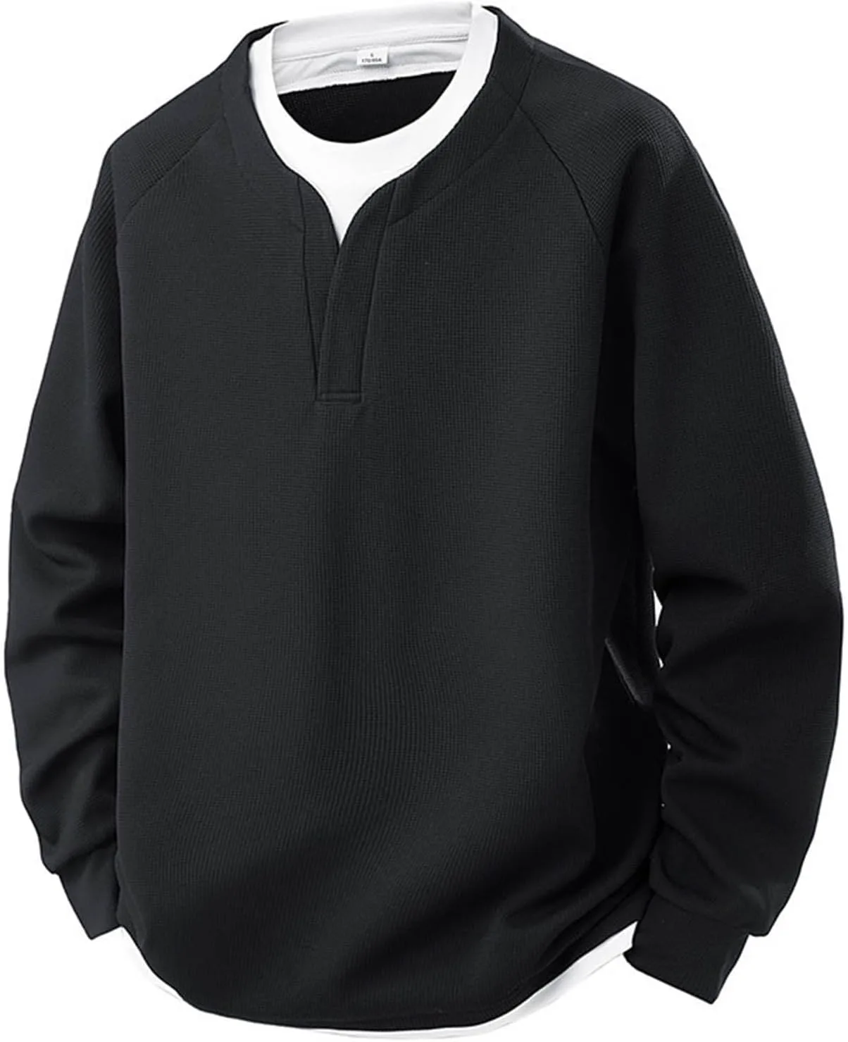 

Фальшивый пуловер для мужчин, Casual, длинный рукав, Waffle