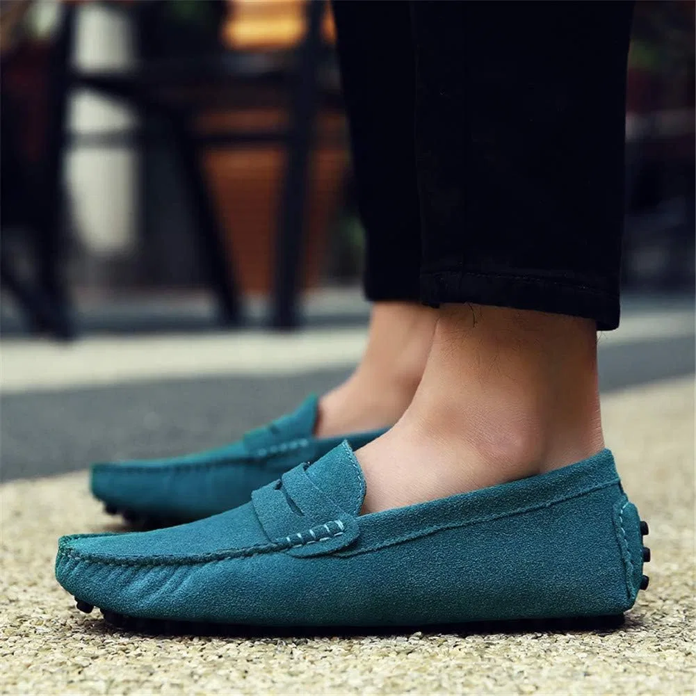 Лоферы замшевые ANUFER Penny Loafers, Skyblue — фото 2