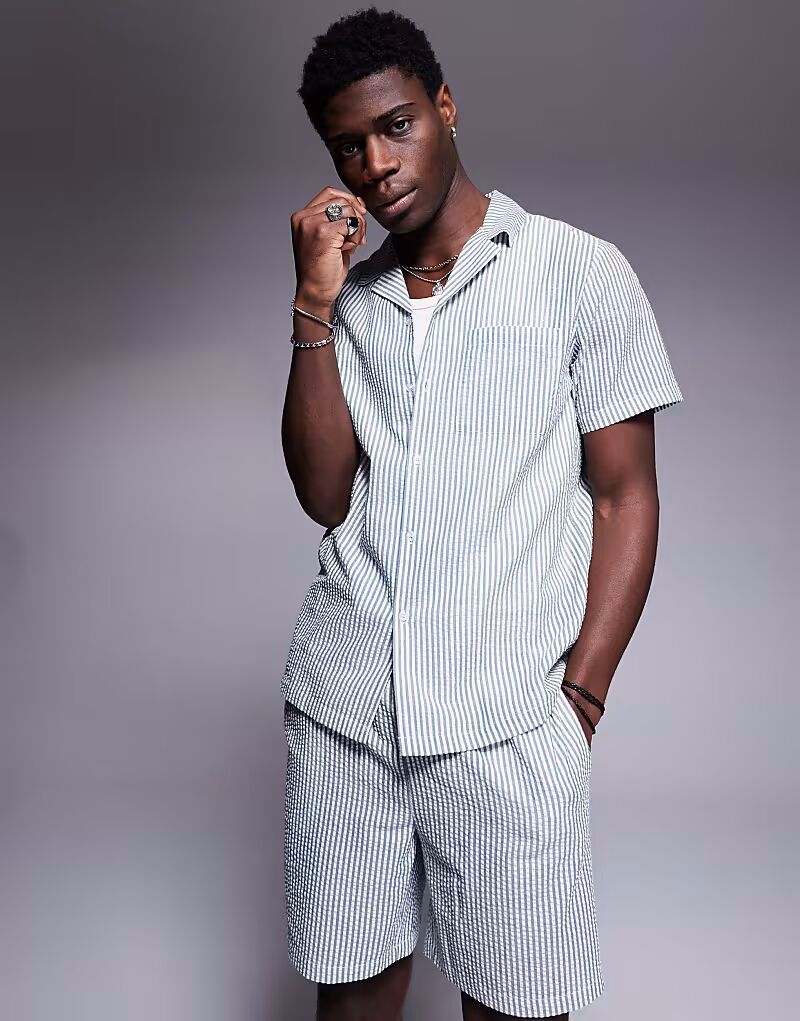 

Пляжная рубашка South Beach из сирсакера темно-серого цвета