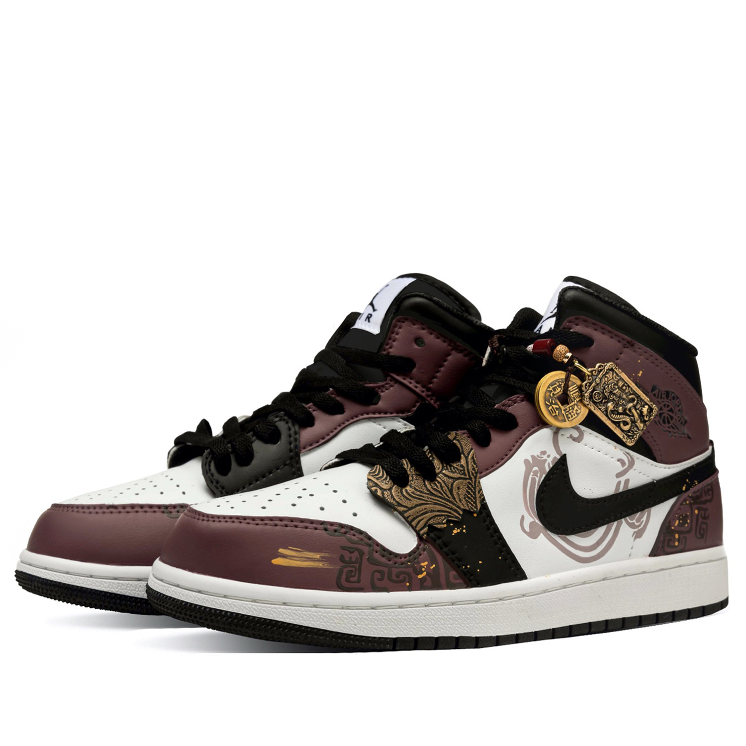 Jordan Кроссовки Air 1 Vintage Basketball Shoes мужские Mid top Black Brown — фото 4