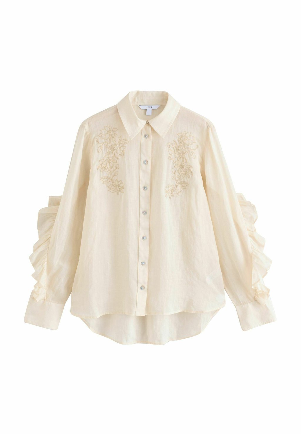 

Блузка на пуговицах REGULAR FIT - RUFFLE DETAIL EMBROIDERED Next, бежевый