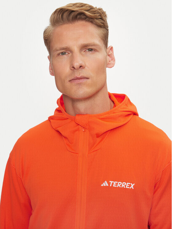 Толстовка узкого кроя из технического материала Adidas, оранжевый — фото 4