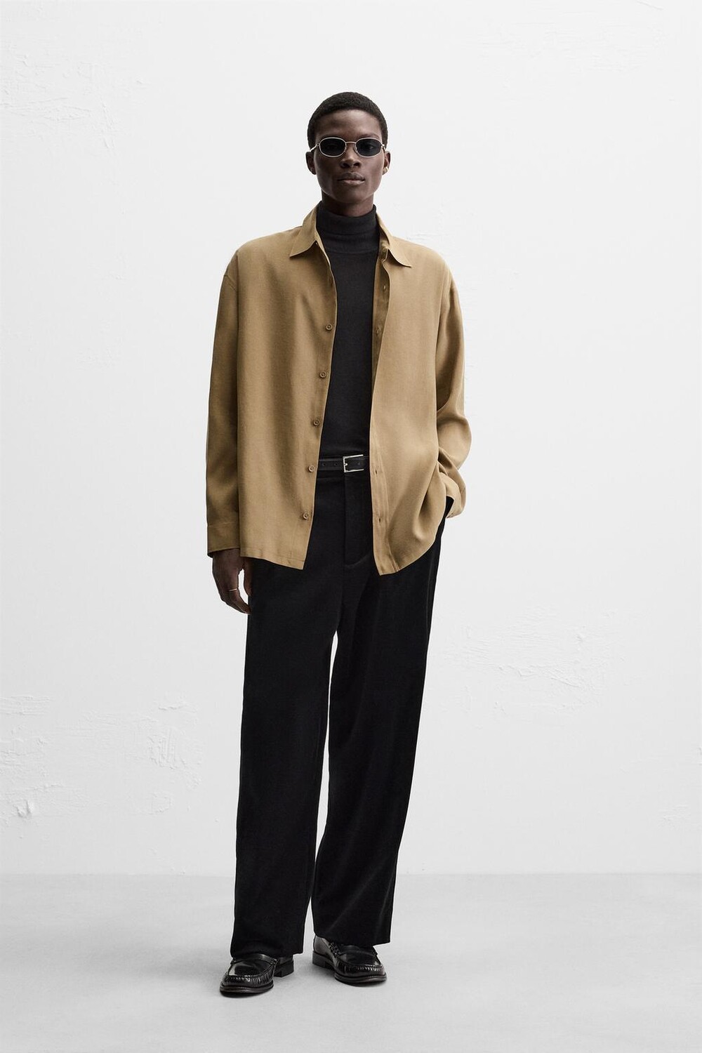 

Струящаяся рубашка ZARA, кэмел