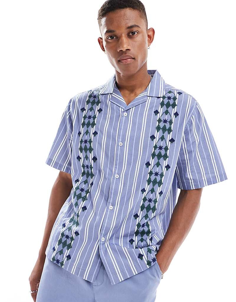 

ASOS DESIGN – Повседневная рубашка с воротником с лацканами и геометрической вышивкой