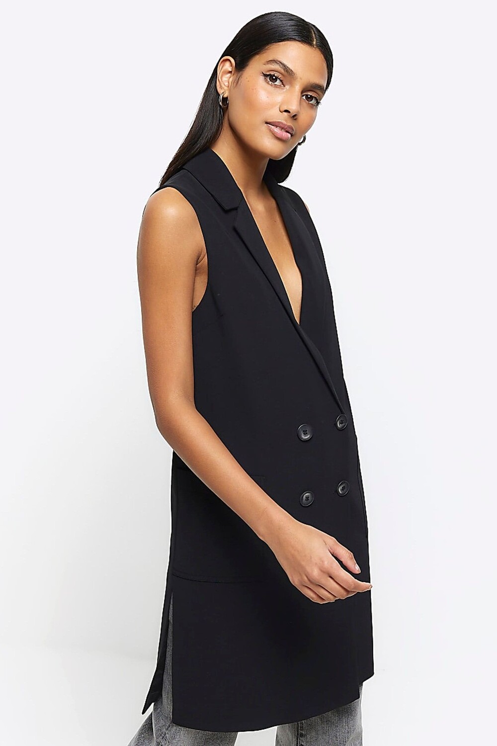 

Удлиненная куртка без рукавов River Island, черный